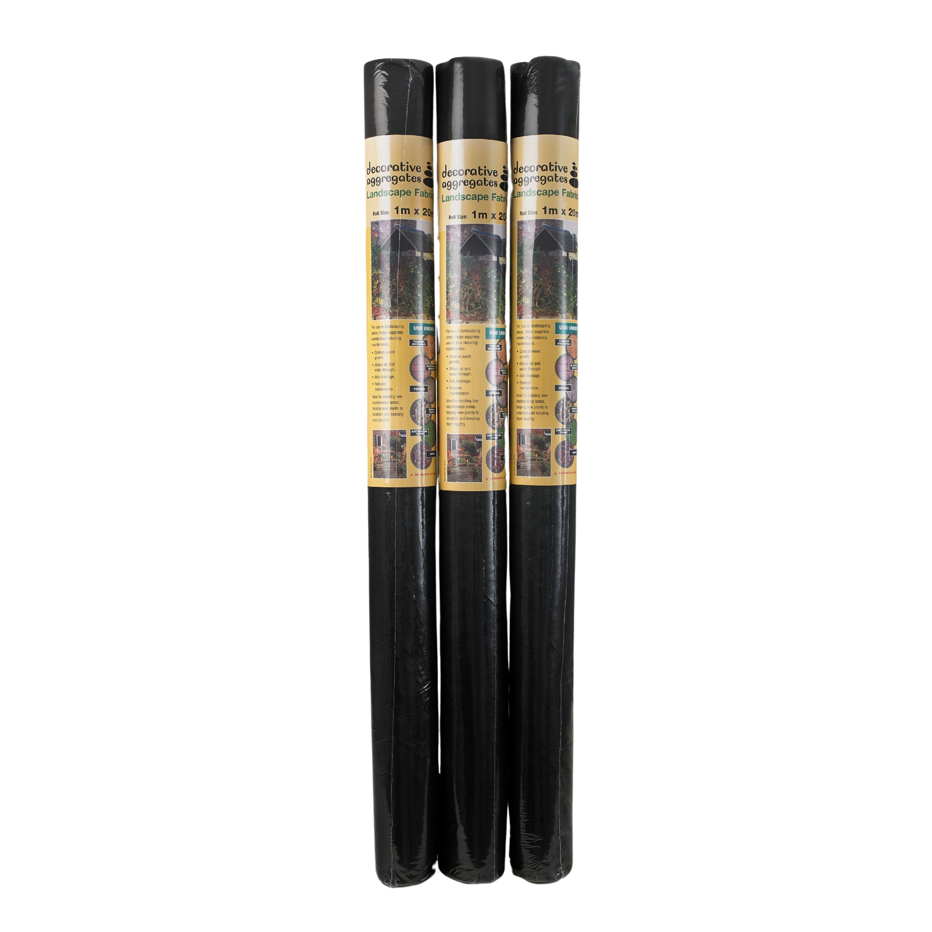 3 rolls of landscape weed prevention membrane