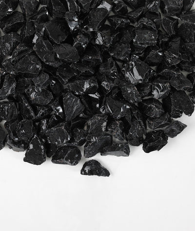 Decorative black glass chippings