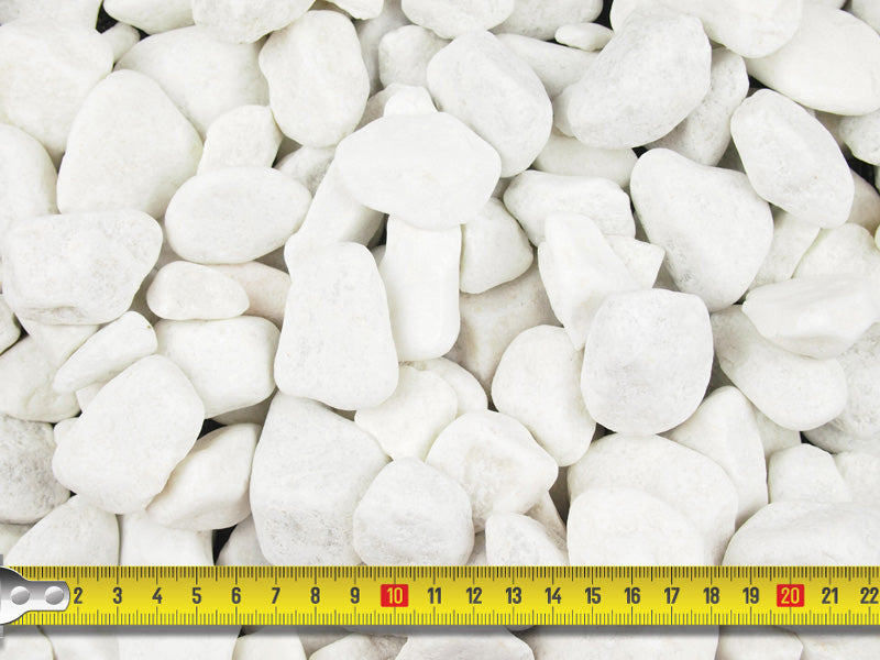 Measuring tape demonstrating size of the pebbles