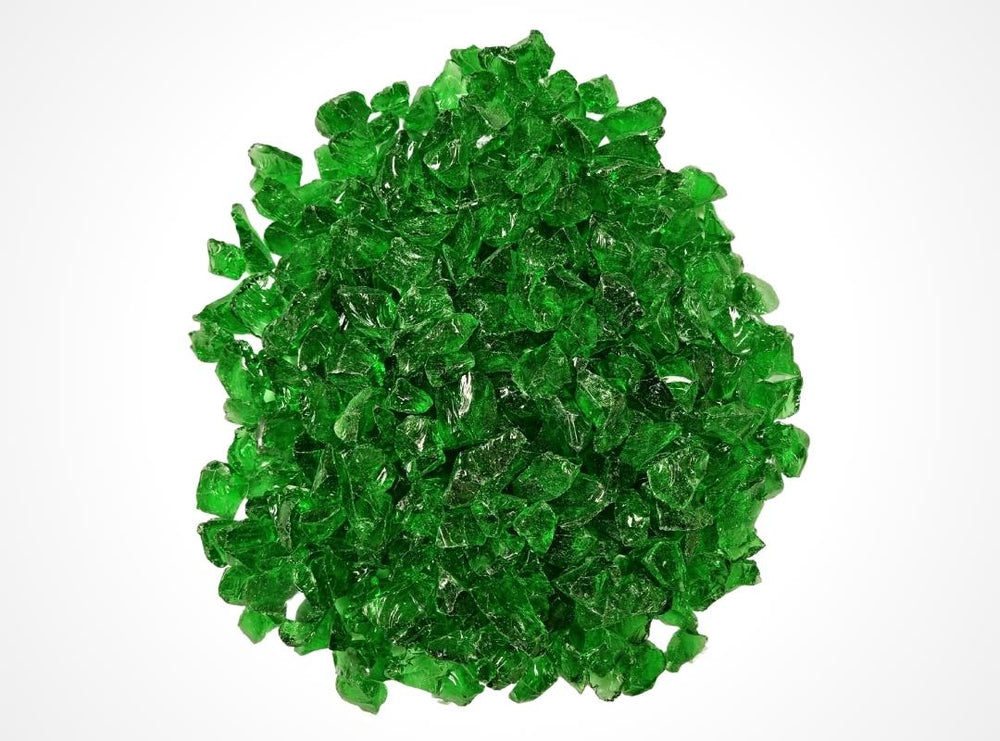 Green chips of 100% recycled glass