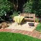 garden transformation and cotswold gravel ground covering, garden bench and table 