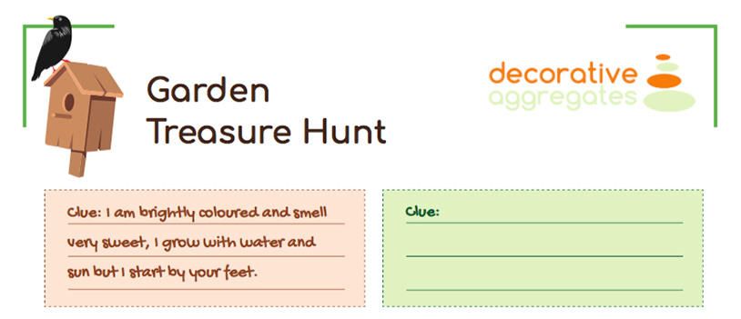 Clue template for garden treasure hunt game