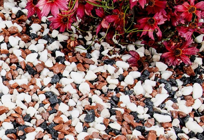 Multi Spar Gravel With Pink Flowers
